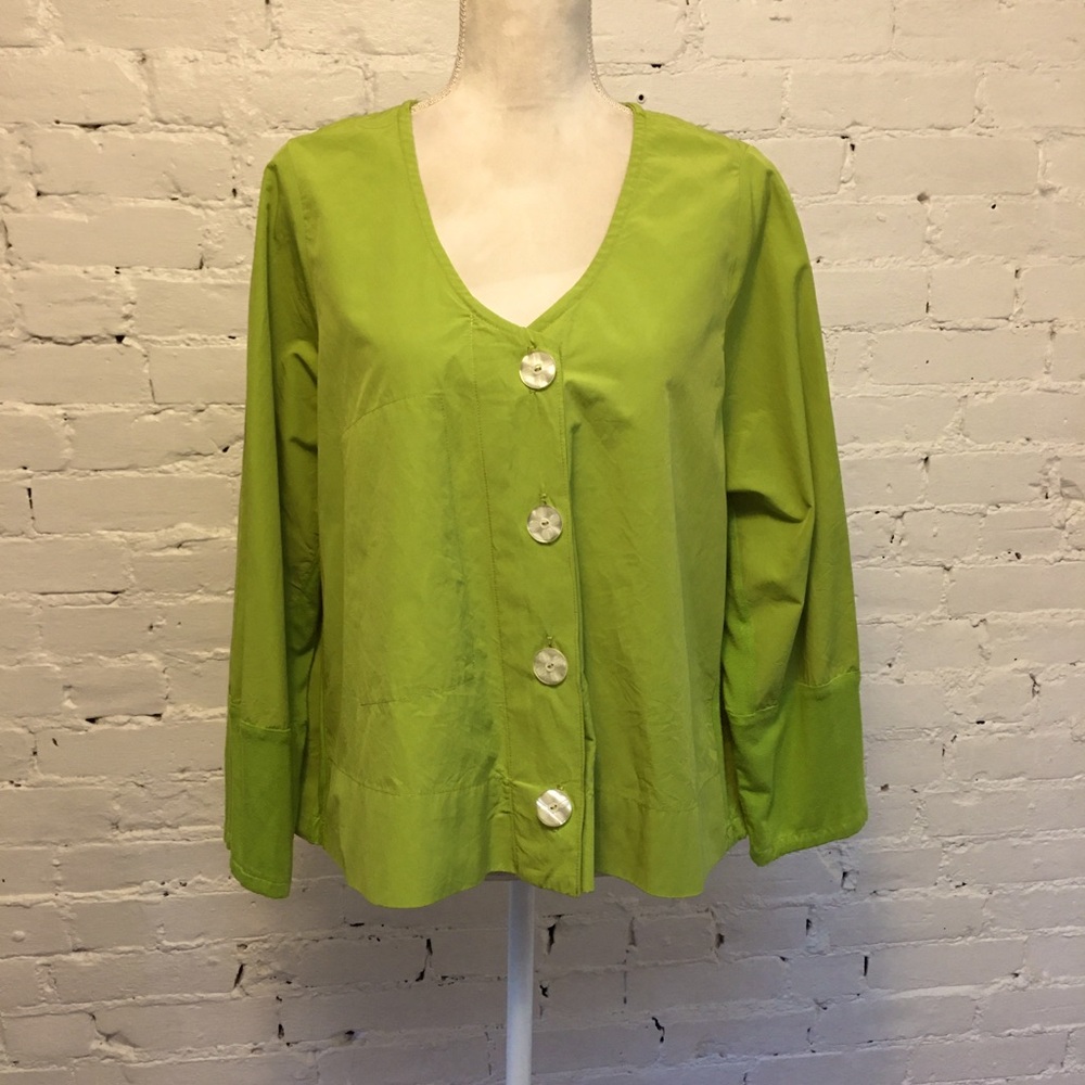 Dress To Kill Jane Mohr boxy cotton top or jacket green os lagenlook